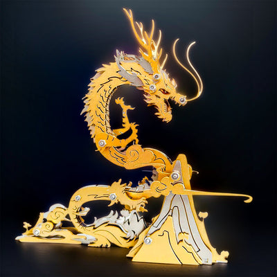 DIY 3D Metal Puzzle Dragon on the Mountain Mythical Creature Model Kit