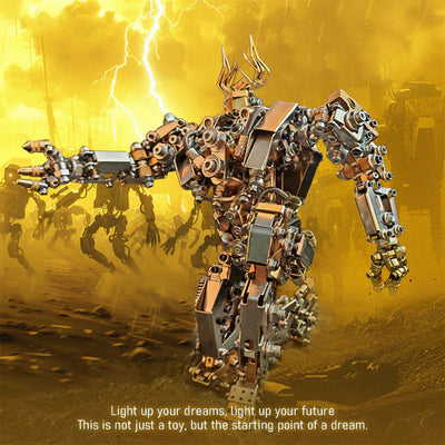 Intricate DIY 3D Steampunk Protoss Mecha Metal Model Kit with LED Lights - Over 1020 Pieces!