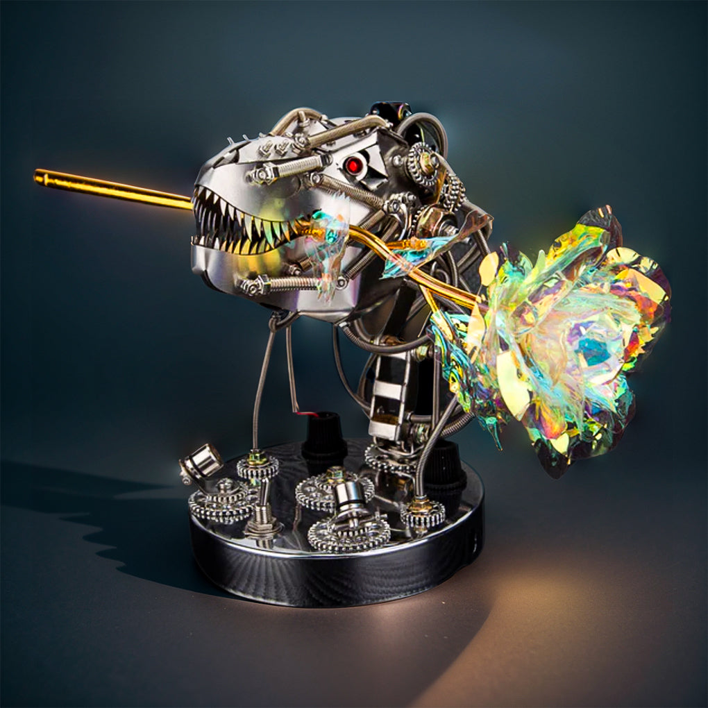 Create Your Own 3D Metal Steampunk Mechanical Dinosaur Head Model Kit - Over 180 Intricate Pieces!