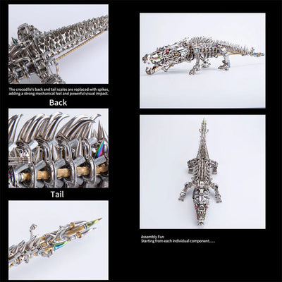 DIY 3D Metal Mechanical Sleeping Crocodile Puzzle Model Assembly Kit 1500+PCS