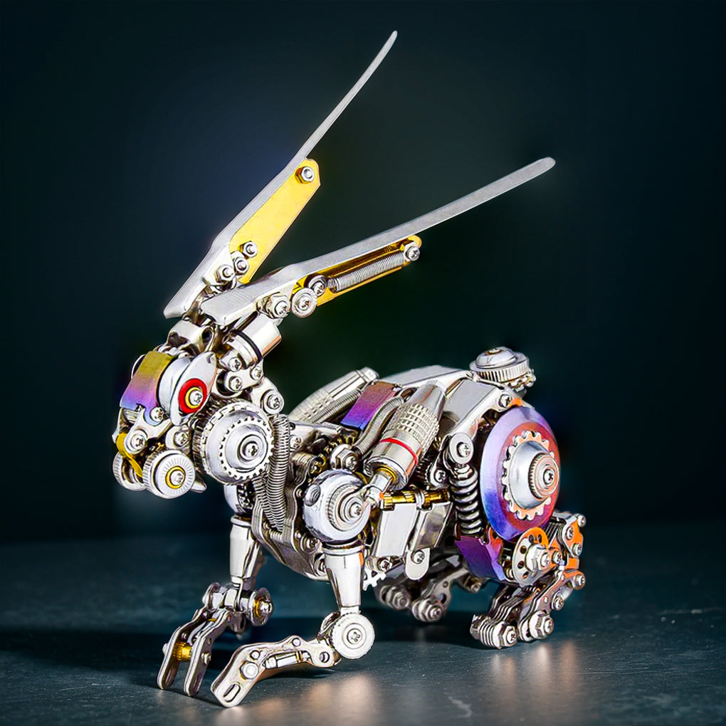 DIY 3D Metal Punk Mechanical Rabbit Puzzle Model Crafts Assembly Kit-500PCS