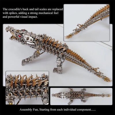 DIY 3D Metal Mechanical Sleeping Crocodile Puzzle Model Assembly Kit 1500+PCS