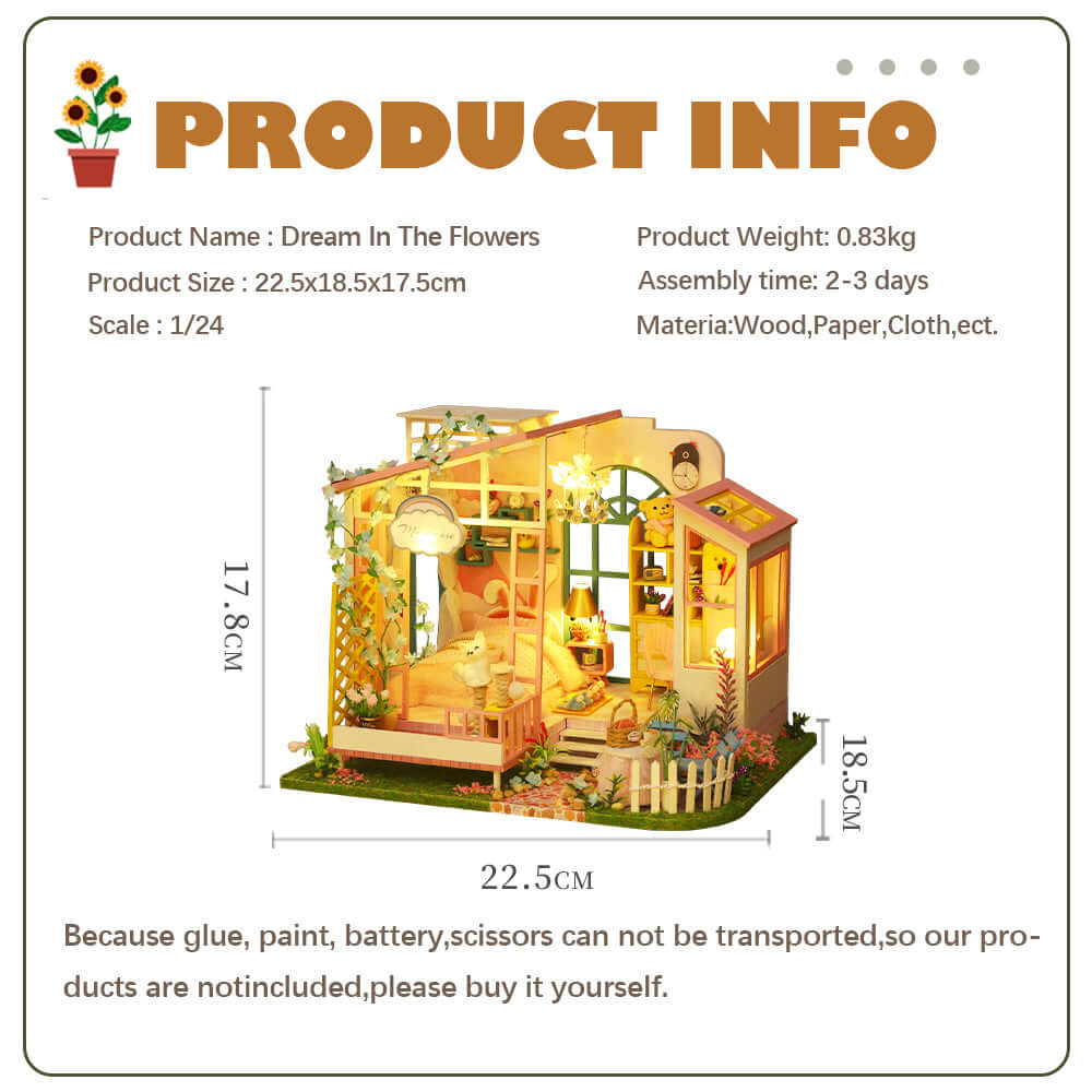 Puzziv 1:24 DIY Dollhouse Kit ( Story of Flowers )