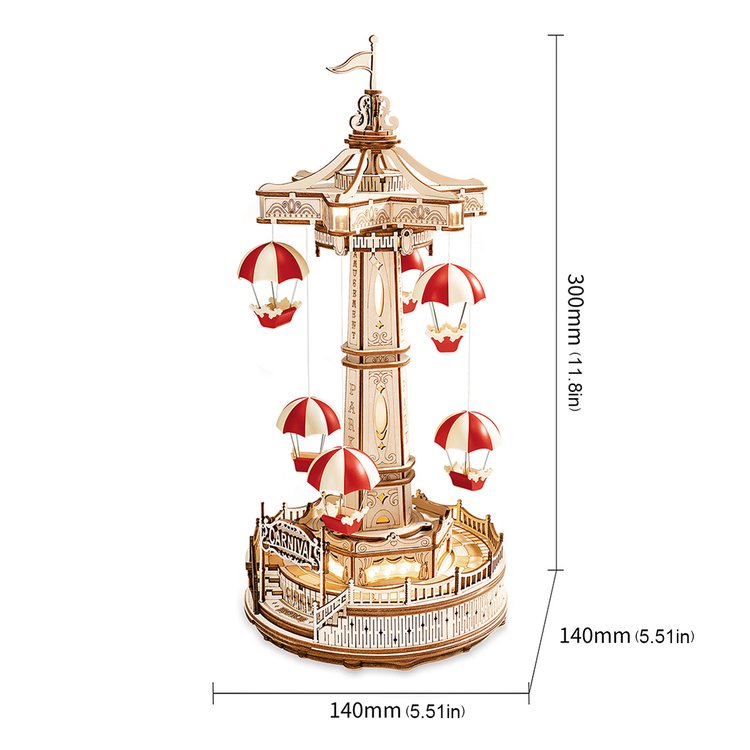 Puzziv Parachute Tower DIY Music Box 3D Wooden Puzzle EA01