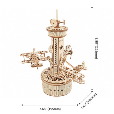 Puzziv Airplane Control Tower Mechanical Music Box AMK41