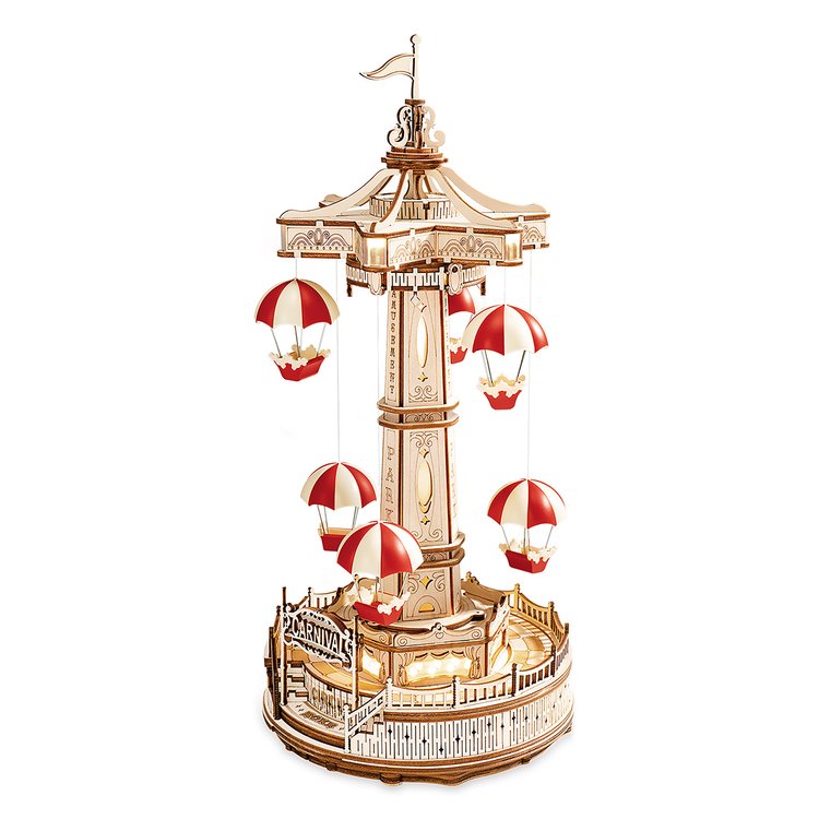 Puzziv Parachute Tower DIY Music Box 3D Wooden Puzzle EA01