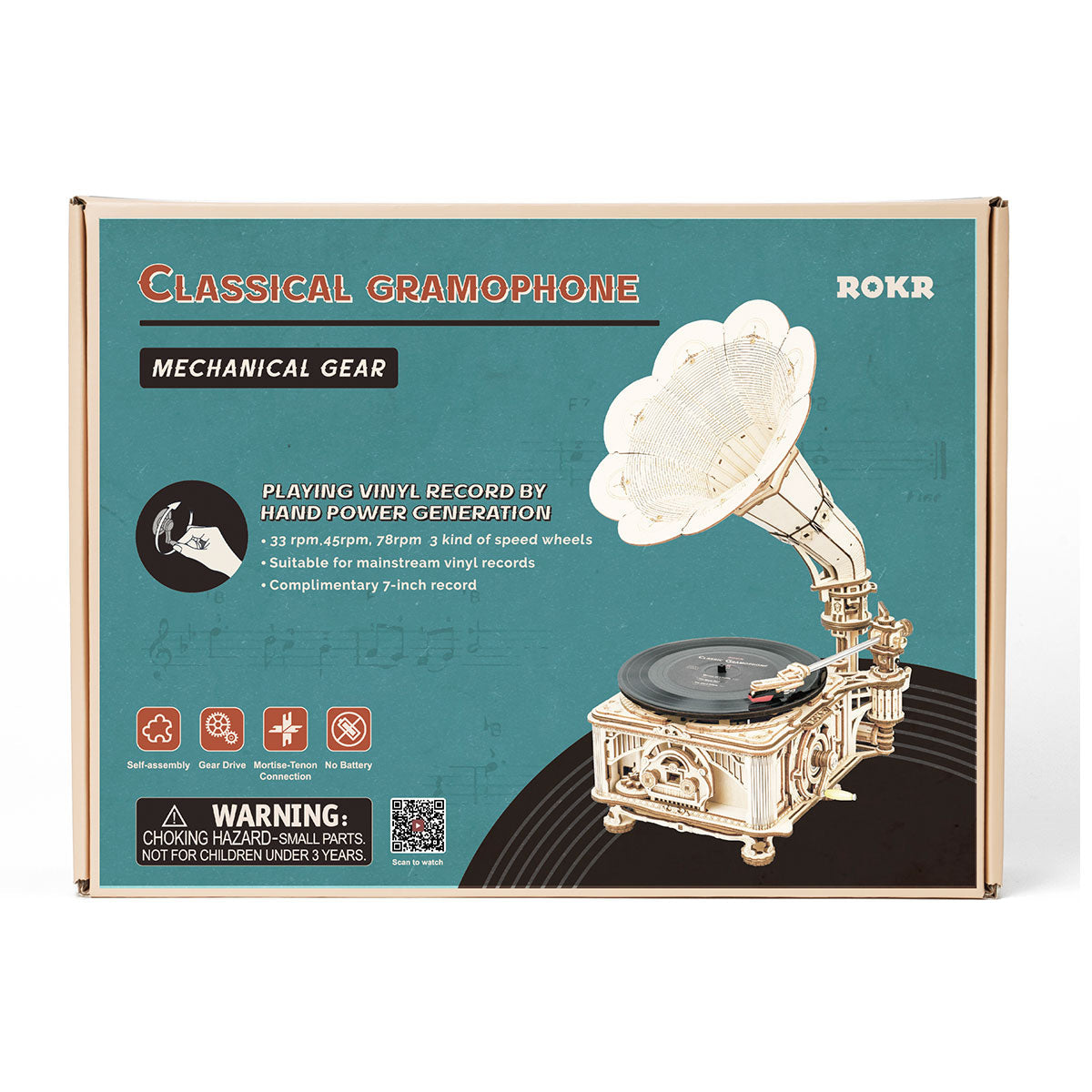 Puzziv DIY Crank Classic Gramophone LKB01 (Hand Rotating)