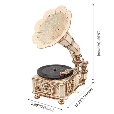 Puzziv DIY Crank Classic Gramophone LKB01 (Hand Rotating)