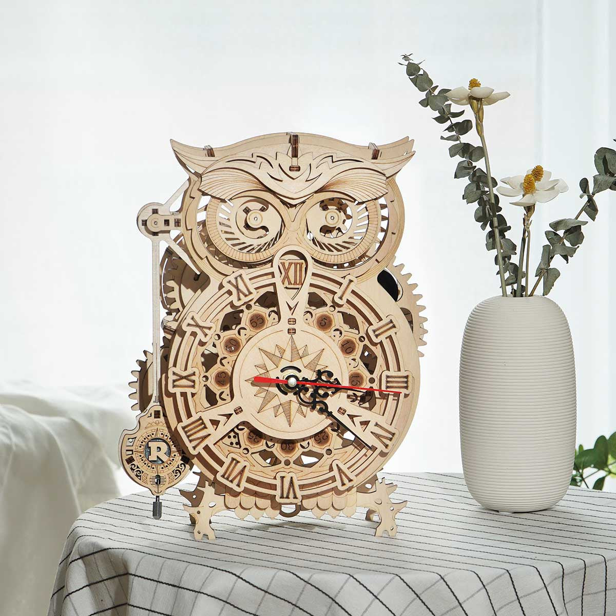 Puzziv Owl Clock LK503 Battery Mechanical Gears Kit