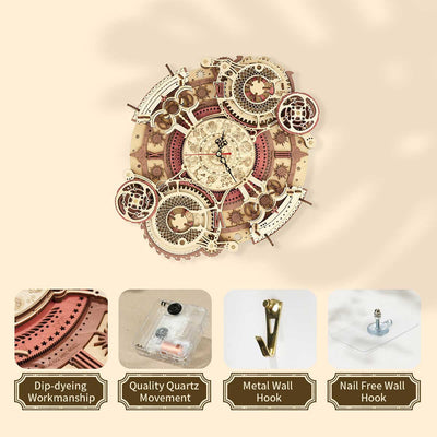 Puzziv Zodiac Wall DIY Clock Time Engine LC601-3D Wooden Puzzle